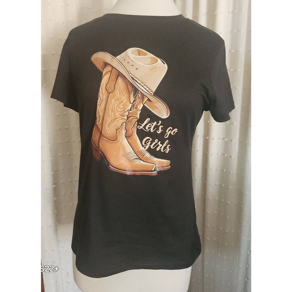 E9 Shein western black " Let's Go Girls" t-shirt